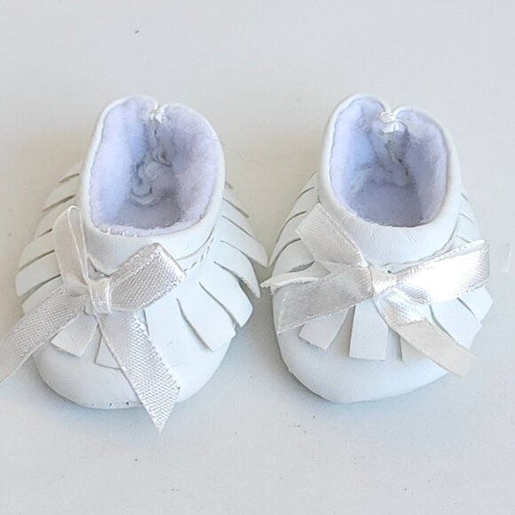 ADORABLE Baby Doll Moccasin Lot x 3 Pairs Yellow White Purple Doll Slippers Shoe - Picture 4 of 7